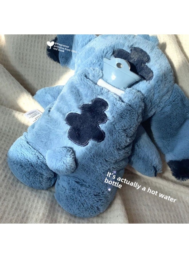 Little Red Book Same Style Winter Cartoon Hand Warmer Stitch Water Injection Hot Water Bag Cute Plush Toy Hand Warmer-Color:Blue-Height:30cm 500ml Rubber Hot Water Bag  - Image 4