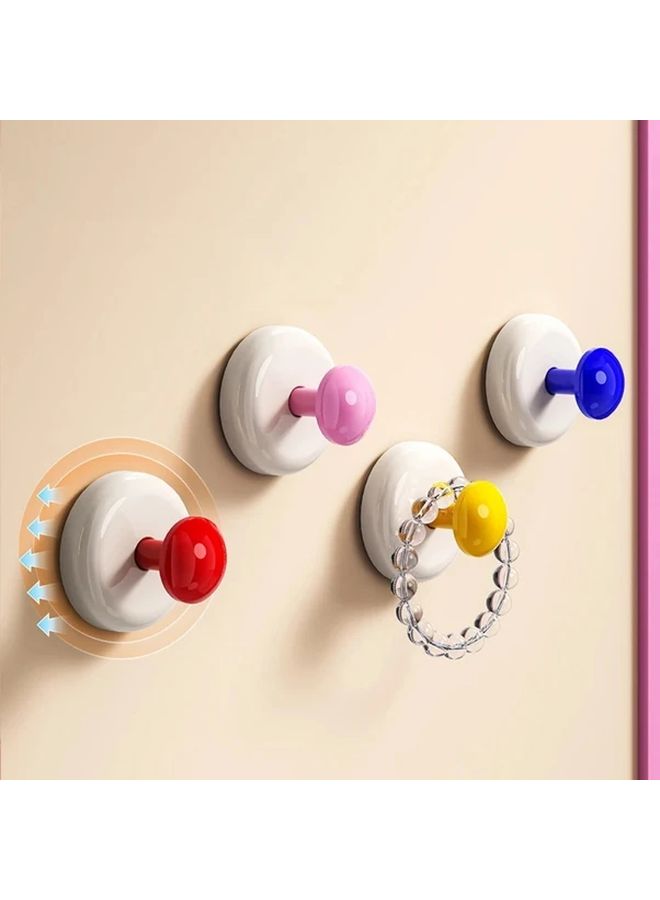 Red 4pcs Strong Adhesive Hooks Damage Free Wall Mounted Heavy Duty Hanging Solution - Image 2
