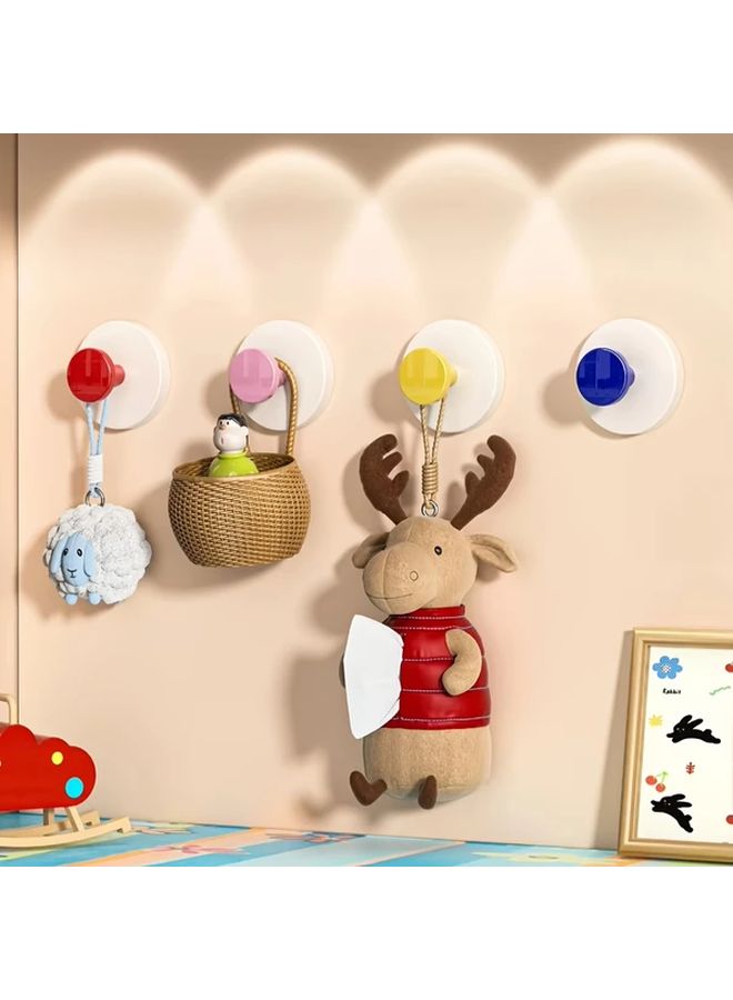 Red 4pcs Strong Adhesive Hooks Damage Free Wall Mounted Heavy Duty Hanging Solution - Image 1