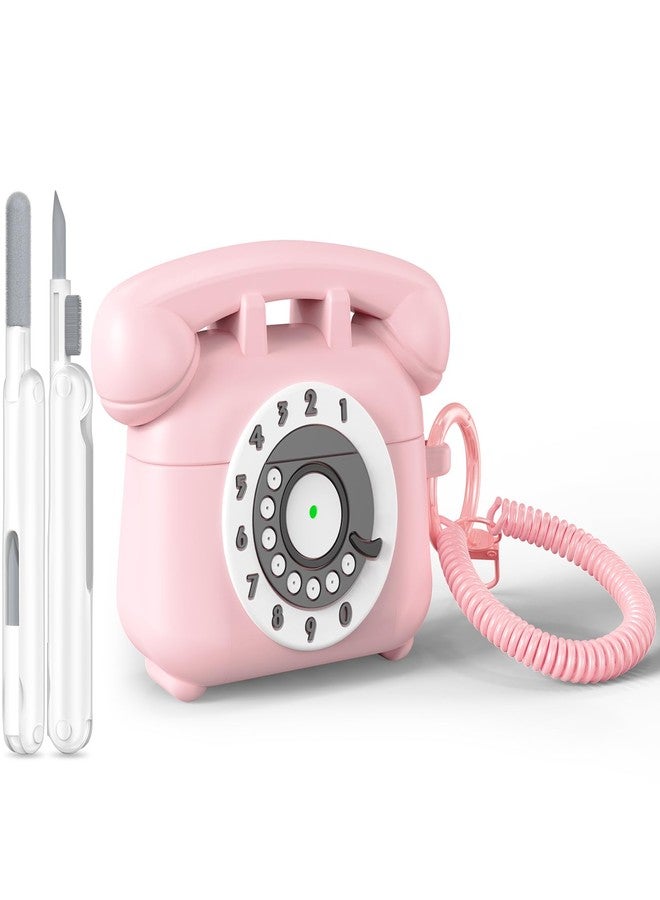 AIRSPO Airpods Pro 2 Case with Cleaner Kit, Retro Phone Design for AirPod Pro 2th Generation Case Cover, Soft Silicone Shockproof Protective Case for Air Pods 2 Cases Cute (Pink) - Image 1