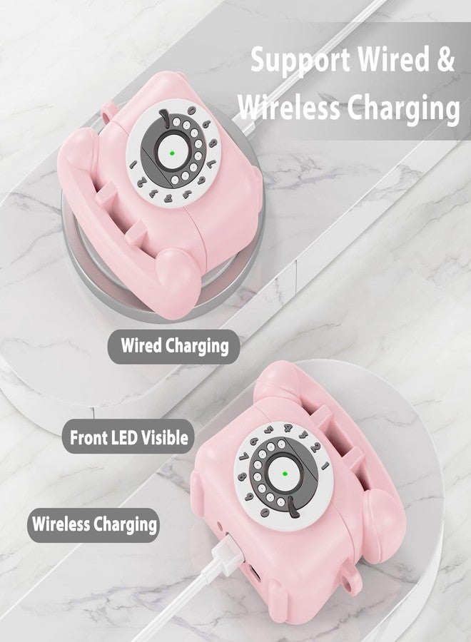 AIRSPO Airpods Pro 2 Case with Cleaner Kit, Retro Phone Design for AirPod Pro 2th Generation Case Cover, Soft Silicone Shockproof Protective Case for Air Pods 2 Cases Cute (Pink) - Image 3