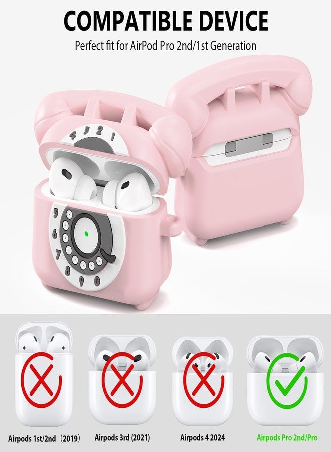 AIRSPO Airpods Pro 2 Case with Cleaner Kit, Retro Phone Design for AirPod Pro 2th Generation Case Cover, Soft Silicone Shockproof Protective Case for Air Pods 2 Cases Cute (Pink) - Image 5