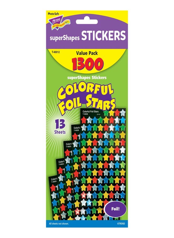 Trend Colorful Foil Stars superShapes Stickers by TREND Enterprises, Inc. 1300 Pieces; 7/16" Incentive Chart Size - Image 4