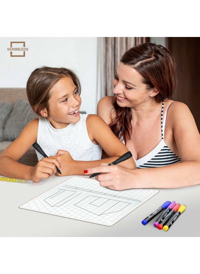 Scribbledo - 2 Point Perspective Grid 11”X14” Large Graph Dry Erase Board Double-Sided White Board Drawing Grid Lines Graphing Charts Whiteboard For Home School Classroom Teachers And Students - Image 1