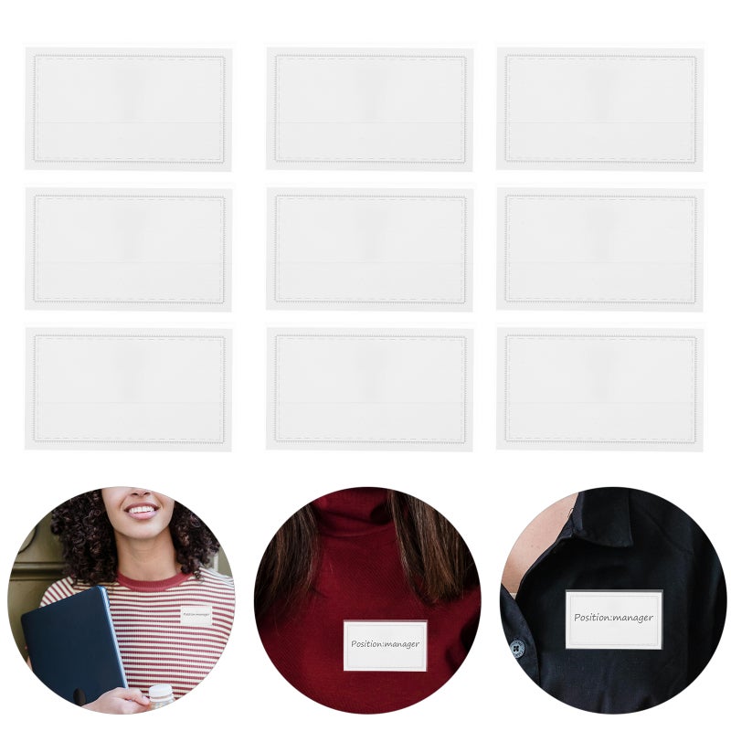 50 Pcs Name Tags Badge Holder With Clips Clear Work Badges Covers Reusable Id Card Holder Badge Card Protector With Pins - Image 3