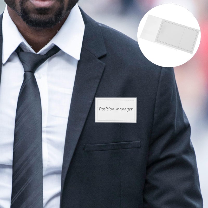 50 Pcs Name Tags Badge Holder With Clips Clear Work Badges Covers Reusable Id Card Holder Badge Card Protector With Pins - Image 1
