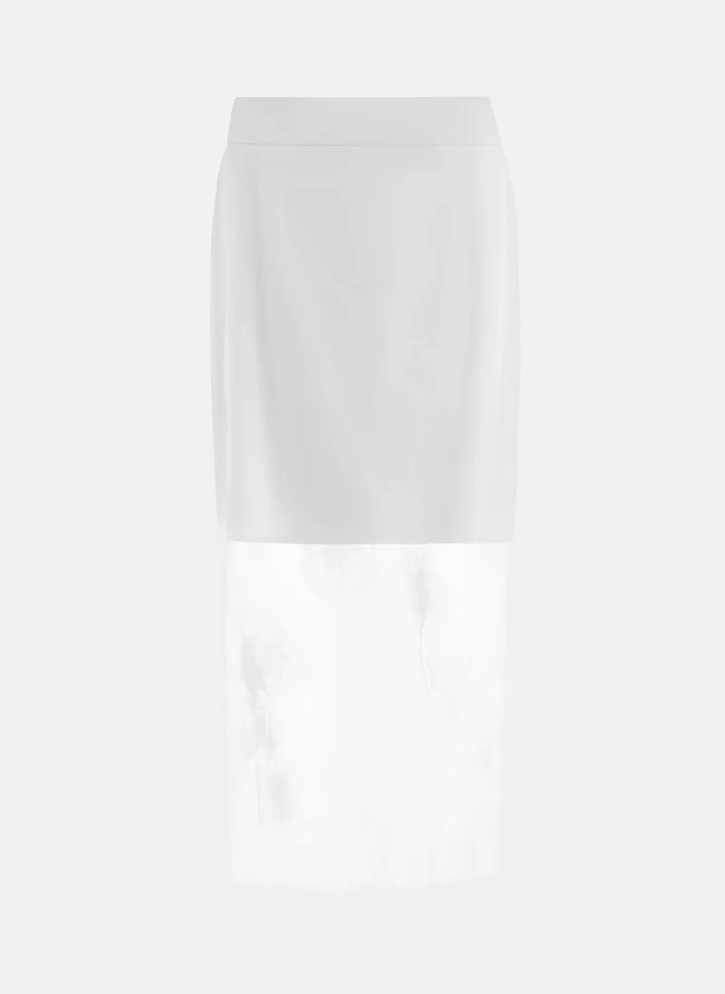 Lichi Semi-transparent midi skirt with floral pattern