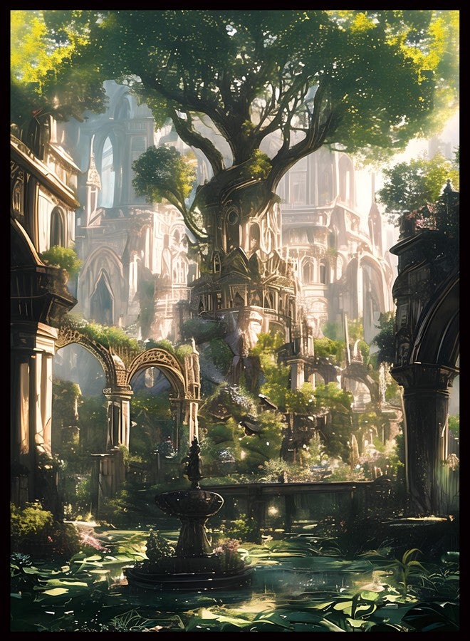 Kiiransr MTG Card Sleeves - Temple Garden - Fantasy Shock Lands - Ultra Clear Front & Matte Finish Back, 100 Count Standard Size Matte Art Sleeve for Magic the Gathering - Image 1