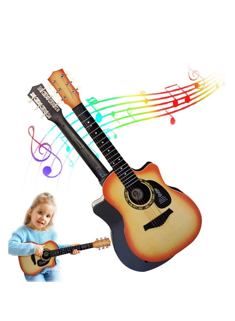 UKR 32-Inch Wooden 6-String Acoustic Guitar for Kids (Ages 3+) – Beginner-Friendly Brown Guitar for Learning & Music Education | Perfect Musical Instrument Toy for Toddlers & Young Musicians - Image 1