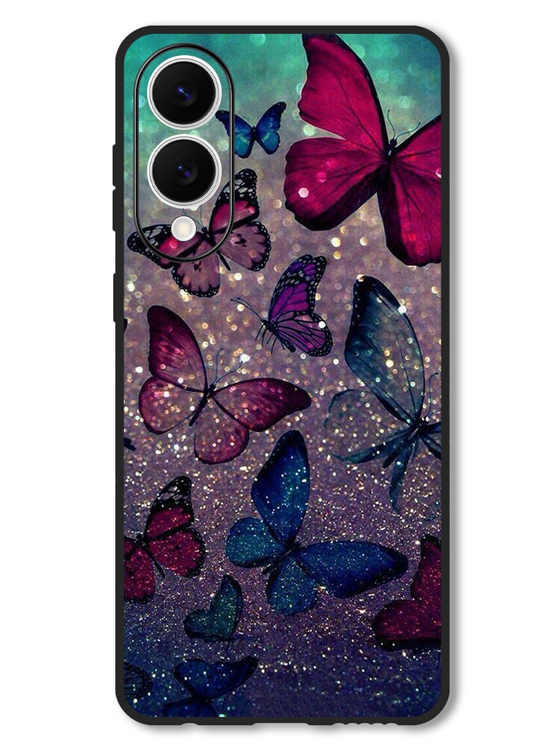 Theodor Case Compatible with Samsung Galaxy S25 Edge 6.7 Inch Protection Shockproof Bumper Cover Glitters Butterflies - Image 1