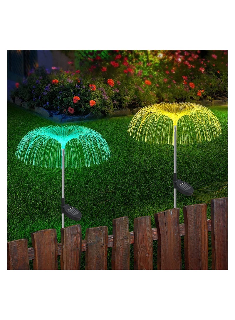 GGEROU Solar Garden Lights Diwali Diya String Lights 2 Pack, Waterproof Solar Jellyfish Lights 8 Lighting Modes Firework RGB Colors Changing - Image 1