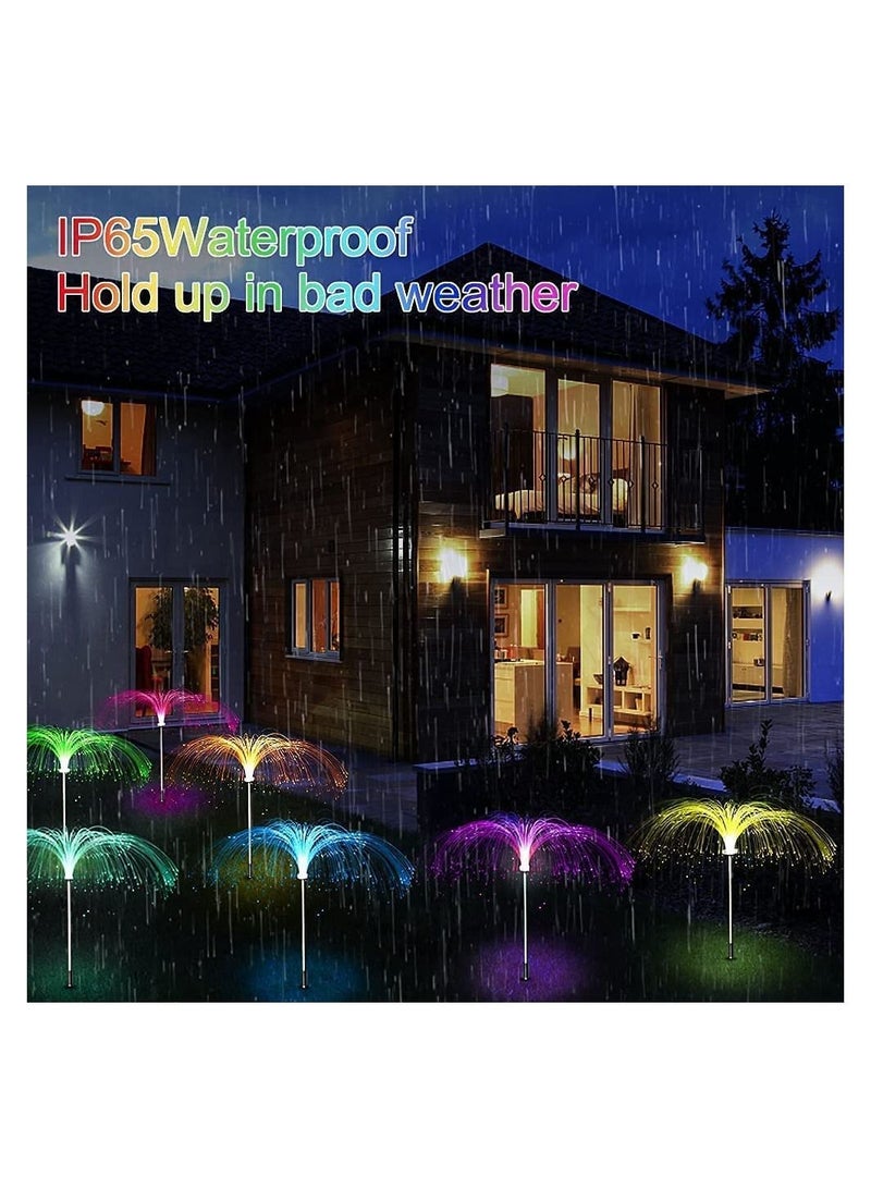 GGEROU Solar Garden Lights Diwali Diya String Lights 2 Pack, Waterproof Solar Jellyfish Lights 8 Lighting Modes Firework RGB Colors Changing - Image 3