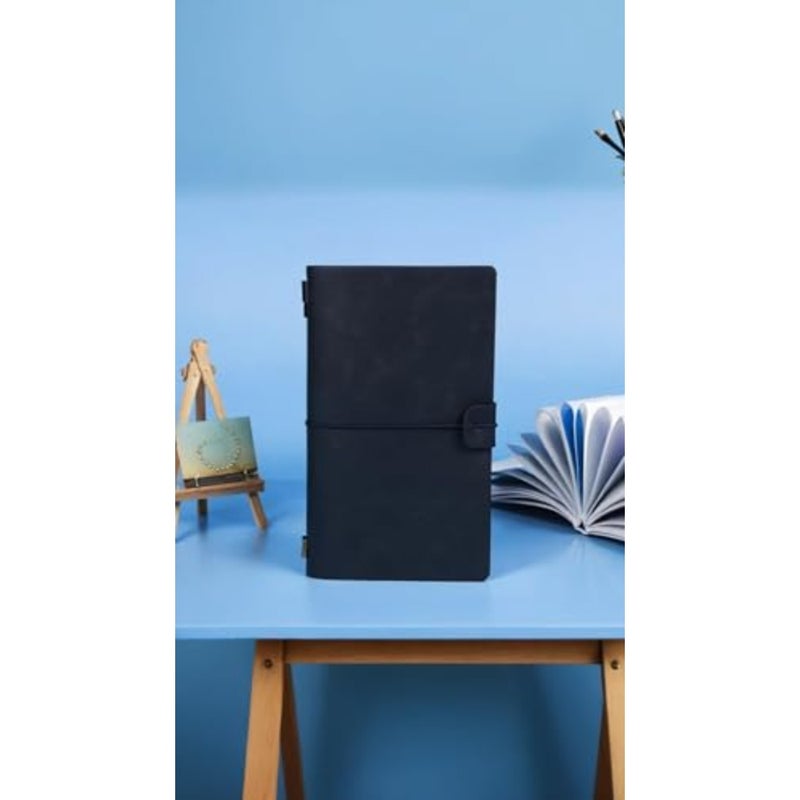 Travel Journal Notebook in Genuine Leather - Vintage Style Diary with Replaceable Pages - 4.72 X 7.87 inch Black - Image 2