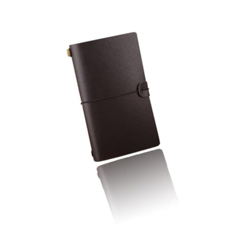 Travel Journal Notebook in Genuine Leather - Vintage Style Diary with Replaceable Pages - 4.72 X 7.87 inch Black - Image 1