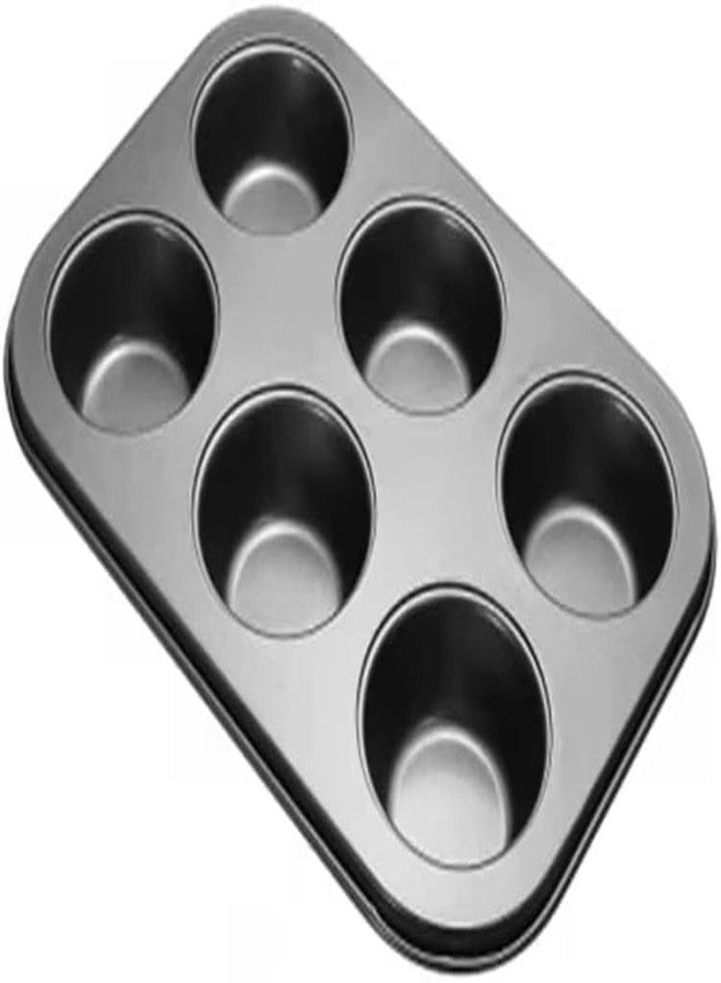 TrendyTrolley 6-Hole Muffin Pan, Bakeware Non-Stick Cupcake Baking Pan Mini Pie Pans, Heavy Duty Carbon Steel Muffin Tray Standard Baking Mold Pan for Oven Baking - Image 1