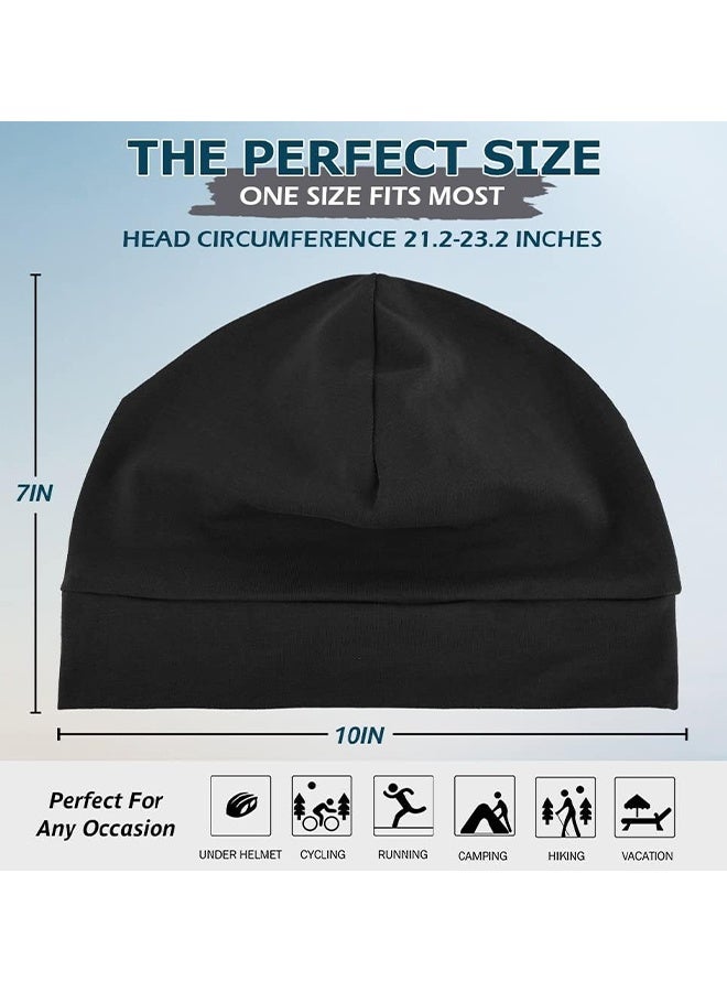 HS 2-Packs Cotton Skull Caps For Men Women, Lightweight Beanie Sleep Hats Breathable, Sweat-Absorbent Cycling And Running Caps And Chemo Hair Loss (Black & Grey) - Image 4