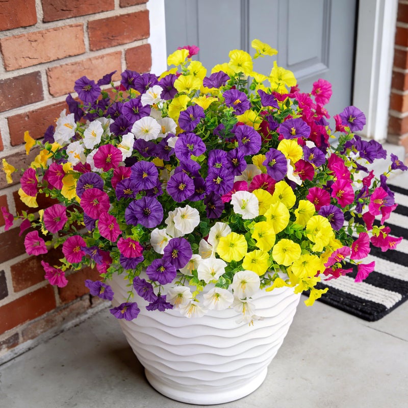 ADXORA 12 Bundles Morning Glory Artificial Flowers for Outdoor Decoration UV Resistant Fake Plastic Plants Artificial Greenery for Indoor Outdoor Garden Patio Window Box Home Decor - Image 1