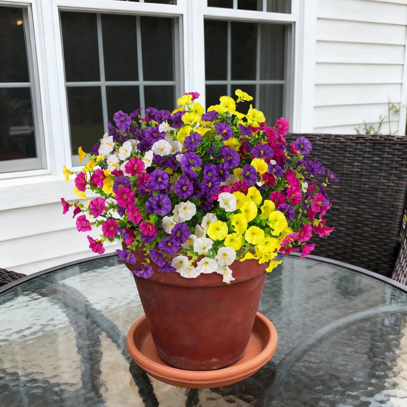 ADXORA 12 Bundles Morning Glory Artificial Flowers for Outdoor Decoration UV Resistant Fake Plastic Plants Artificial Greenery for Indoor Outdoor Garden Patio Window Box Home Decor - Image 2