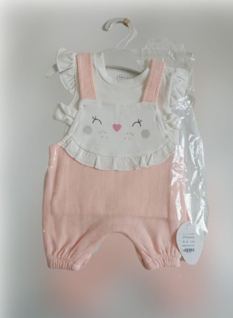 Cute high quality overalls, two pieces, cotton, watermelon color - Image 2