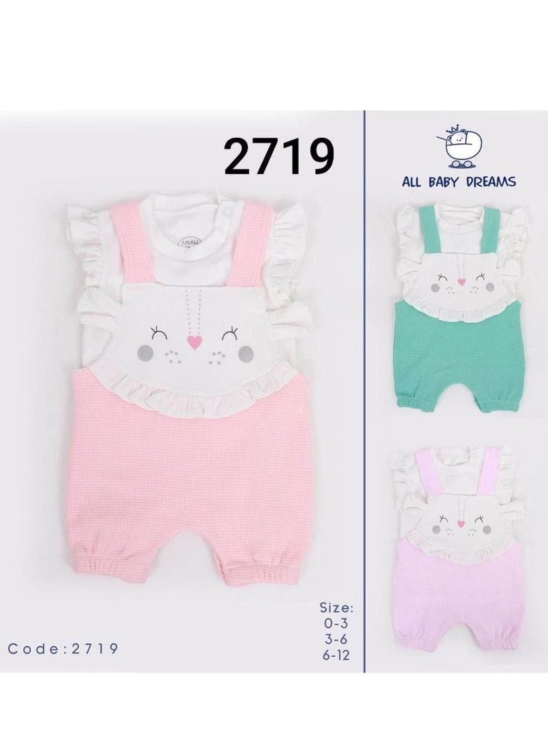 Cute high quality overalls, two pieces, cotton, watermelon color - Image 3