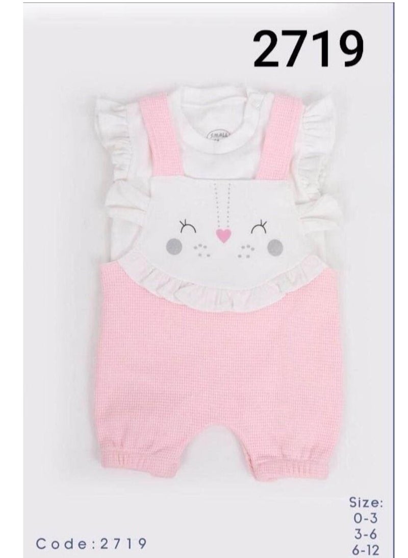Cute high quality overalls, two pieces, cotton, watermelon color - Image 1