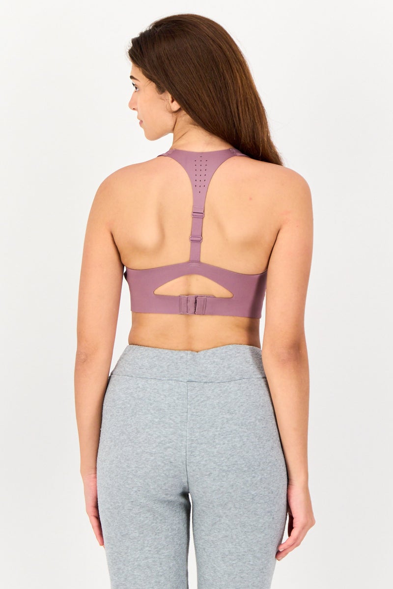 UNDER ARMOUR سوتيان تدريب مبطن بشعار العلامة التجارية للنساء، موف - Image 3