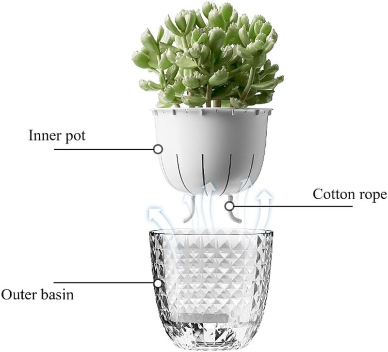 Bukela Self Watering Flower Pots, Plastic Planters for Indoor Outdoor Use, Visible Water Line Design, Convenient & Low Maintenance (3 Pack, 6 inch Clear) - Image 4