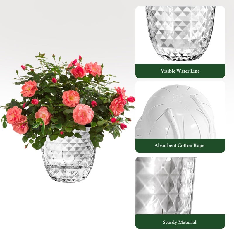 Bukela Self Watering Flower Pots, Plastic Planters for Indoor Outdoor Use, Visible Water Line Design, Convenient & Low Maintenance (3 Pack, 6 inch Clear) - Image 3