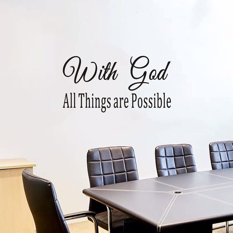 AnFigure Wall Decals for Living Room Inspirational Wall Stickers Easy to Apply Wall Decor Vinyl Art Quotes Bedroom Office Gym Positive Poster Home Sign Words with God All Things are Possible 286x15 - Image 1