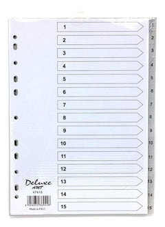 Deluxe Deluxe A4 Plastic Divider with 1-15 Numbers Grey 