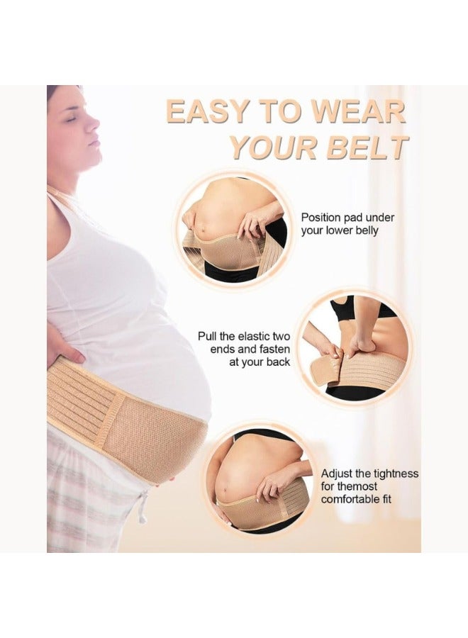 Zimtal Pregnancy Belly Band Maternity Belly Band for Women Pregnancy Belt - Relieve Back, Pelvic, Hip Pain - Adjustable Belly Support Bands for Pregnant Women - Maternity Belt Fits Up to 46" - Beige - Image 3