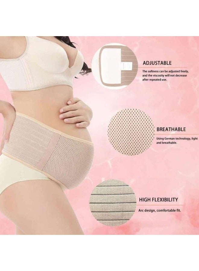 Zimtal Pregnancy Belly Band Maternity Belly Band for Women Pregnancy Belt - Relieve Back, Pelvic, Hip Pain - Adjustable Belly Support Bands for Pregnant Women - Maternity Belt Fits Up to 46" - Beige - Image 2