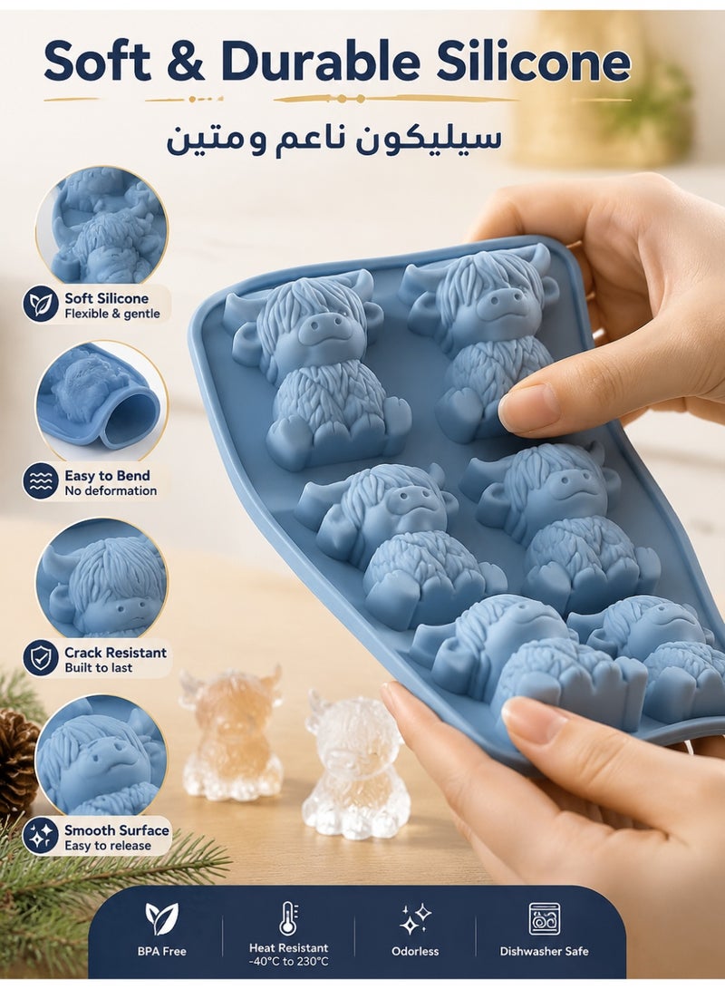 1pc قالب سيليكون بقرة هايلاند لمكعبات الثلج والشموع والحرف اليدوية - آمن غذائيًا - Image 5