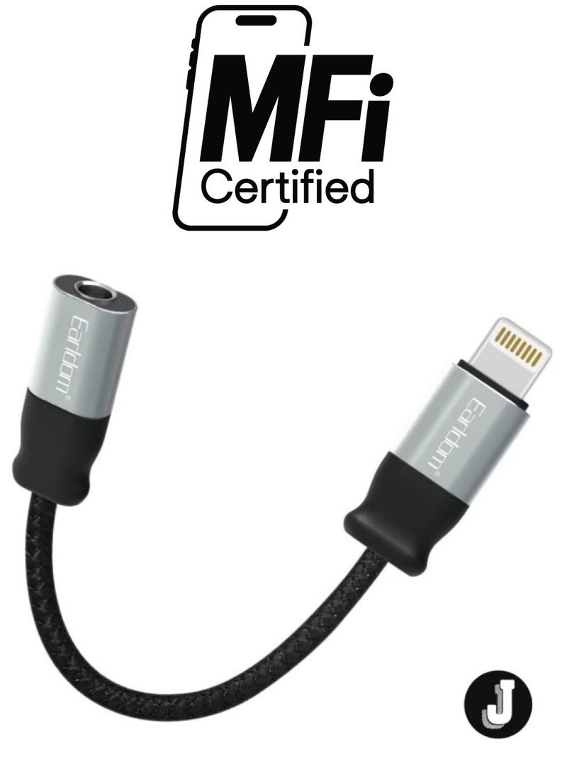 JAJEEK Premium Lightning to 3.5mm Audio Adapter – Black, Compatible with iPhone, Supports Headphones & AUX Cables - Image 1