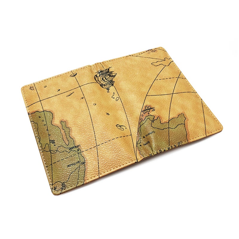 Korean map PU passport bag travel documents passport holder creative online red color passport set card bag - Image 4