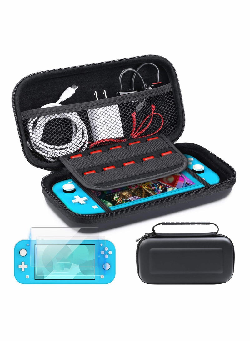 SYOSI Carrying Case Compatible with Switch Lite, Protective Hard Shell Travel Carrying Convex Case Pouch for Switch Lite Console + 2 Pack Screen Protector - Image 1
