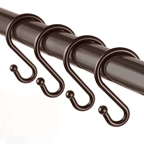 Metal Shower Curtain HooksSet of 12 RingsRust Resistant S Shaped Hooks Hangers for Shower Curtains Kitchen Utensils Clothing Towels etc Bronze