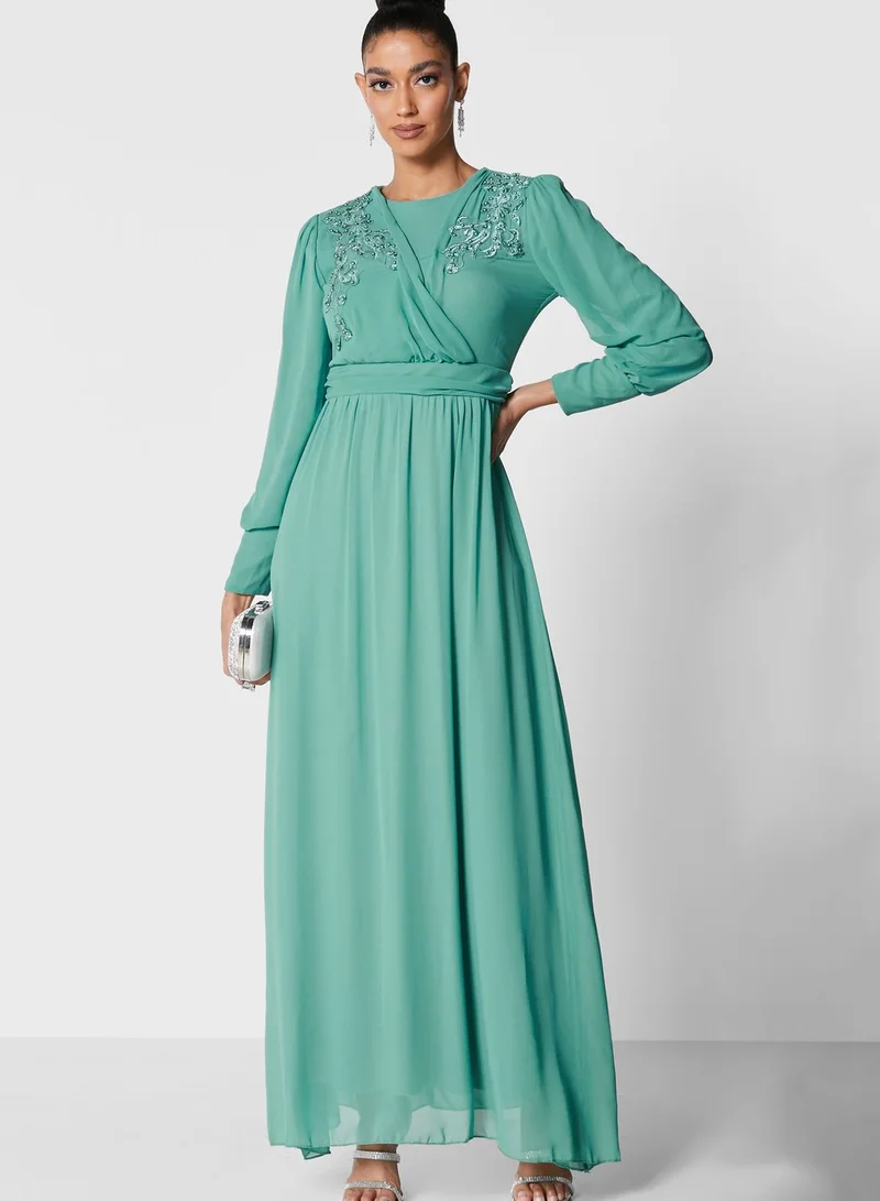 Khizana Embellished Chiffon Dress