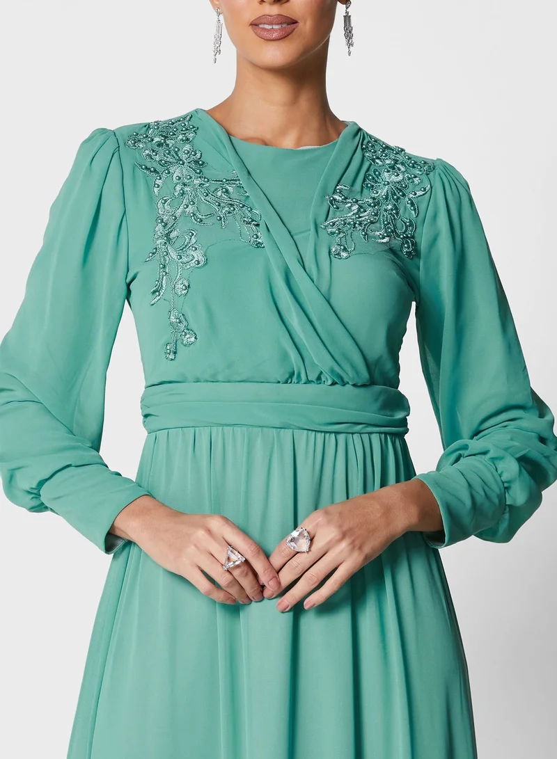 Khizana Embellished Chiffon Dress