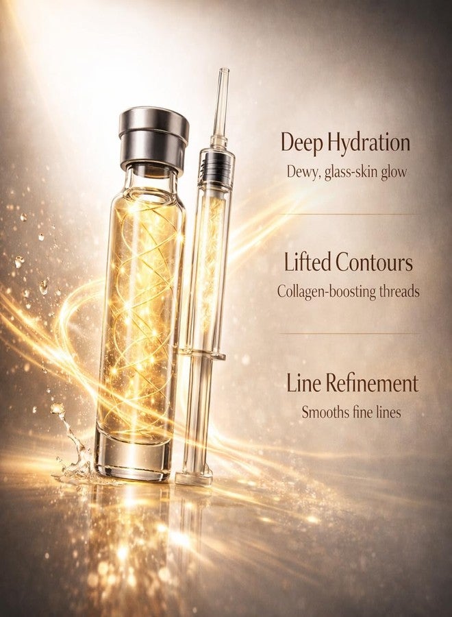 Sanfe GlassFinish Silk Thread Syringe Serum with Hyaluronic Acid & Collagen Threads, Skin Smoothing & Firming Serum for Deep Hydration, Helps Reduce Fine Lines, Improves Skin Elasticity & Radiance, Lightweight Anti-Aging Face Serum, 20 ml - Image 2
