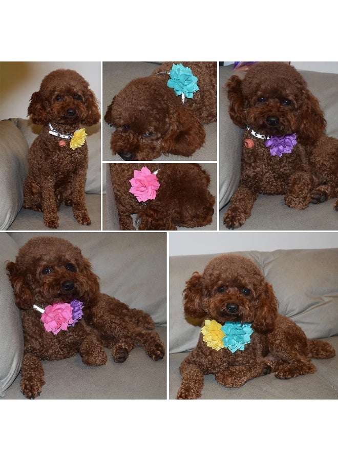 4pcs collar flowers Multicolored collar bow tie flowers set grooming accessories OD 8cm, Fabric, no gem - Image 5