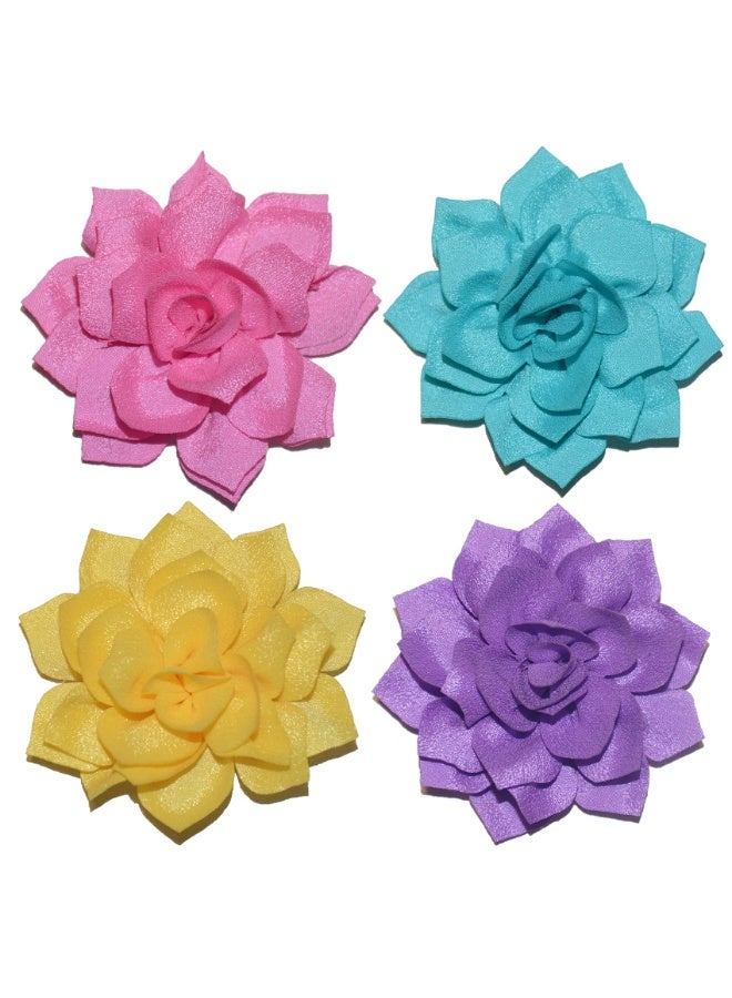 4pcs collar flowers Multicolored collar bow tie flowers set grooming accessories OD 8cm, Fabric, no gem - Image 3