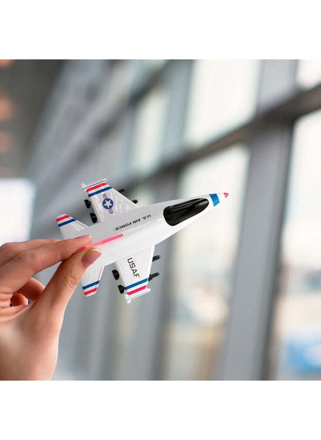 Lollipop - United Sates Air Force 4 Pack Toy Jet Squadron Die Cast Airplanes, Pull Back Military Fighter Jets, Diecast Air Plane Models - Image 1