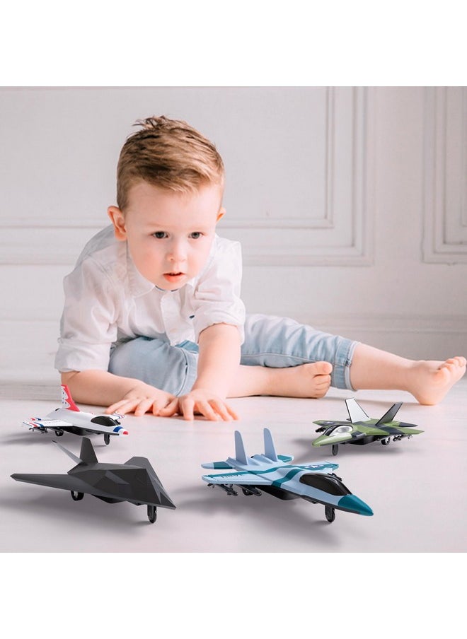 Lollipop - United Sates Air Force 4 Pack Toy Jet Squadron Die Cast Airplanes, Pull Back Military Fighter Jets, Diecast Air Plane Models - Image 1