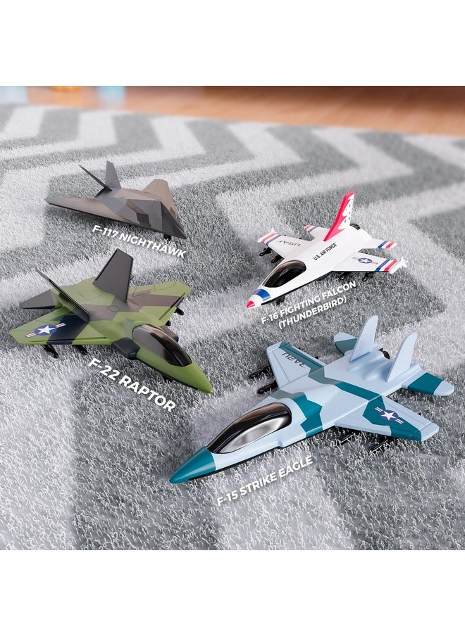 Lollipop - United Sates Air Force 4 Pack Toy Jet Squadron Die Cast Airplanes, Pull Back Military Fighter Jets, Diecast Air Plane Models - Image 1