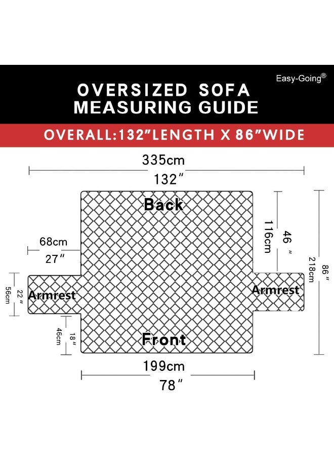 Easy-Going EasyGoing Reversible Oversized Couch Cover for 3 Cushion Couch Sofa Cover for Dogs Water Resistant Furniture Protector Cover with Foam Sticks for Pet Oversized Sofa BlackBeige  - Image 5