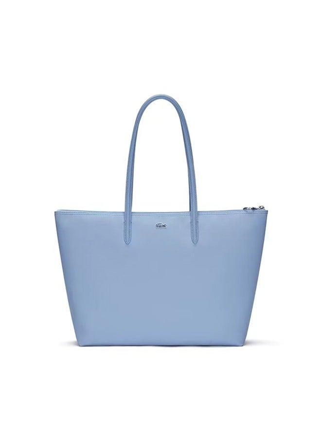 LACOSTE Lacoste Women's Concept Fashion Versatile Large Capacity Zipper Handbag Tote Bag Shoulder Bag Large Size Linen blue  - Image 1