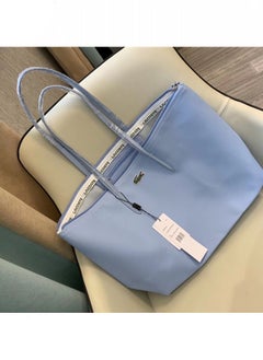 LACOSTE Lacoste Women's Concept Fashion Versatile Large Capacity Zipper Handbag Tote Bag Shoulder Bag Large Size Linen blue  - Image 3