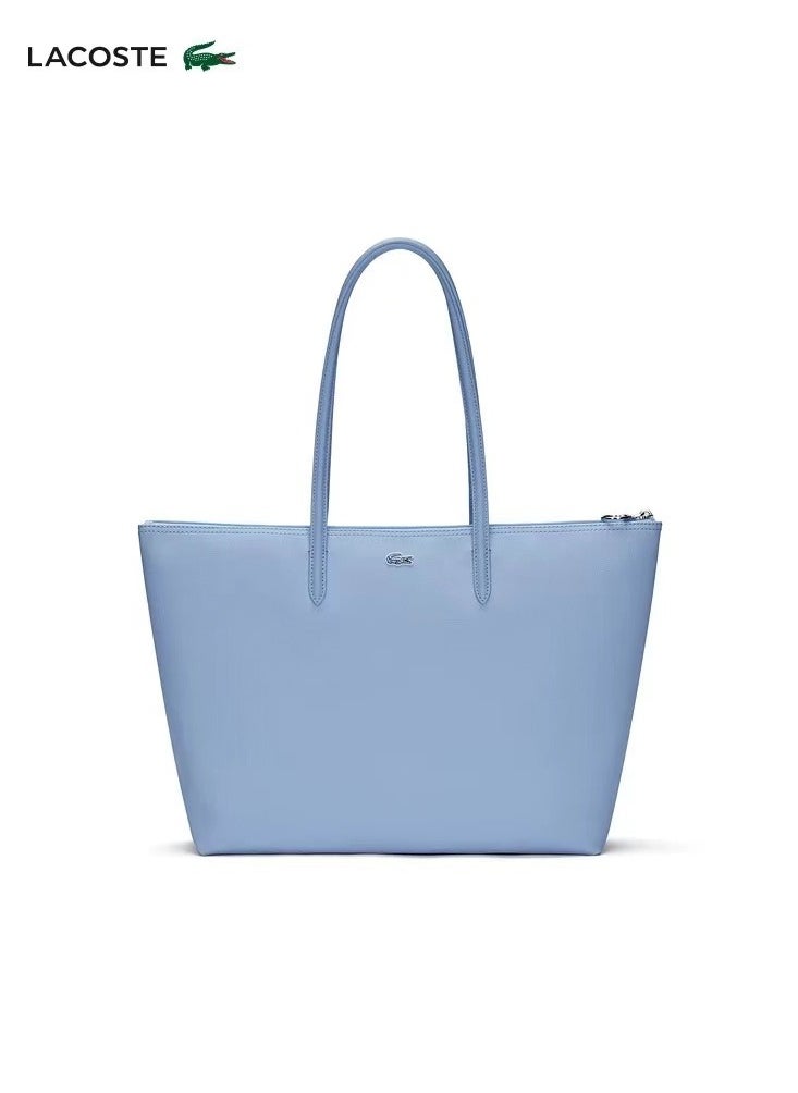 LACOSTE Lacoste Women's Concept Fashion Versatile Large Capacity Zipper Handbag Tote Bag Shoulder Bag Large Size Linen blue  - Image 2