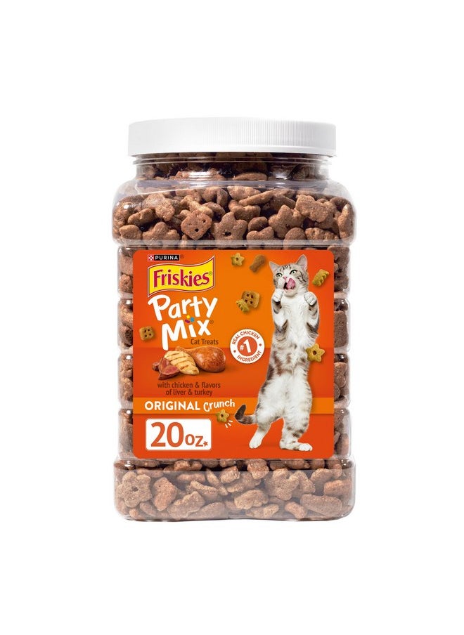 Friskies Purina Friskies Cat Treats, Party Mix Original Crunch - 20 oz. Canister  - Image 1
